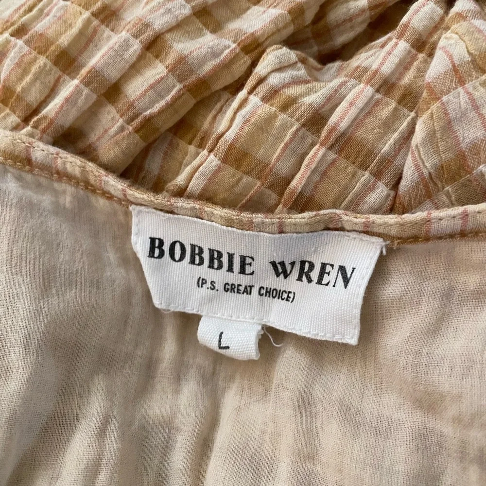 Bobbie Wren Boho Tiered Maxi Dress in Tan Check Print Large - Picture 8 of 9